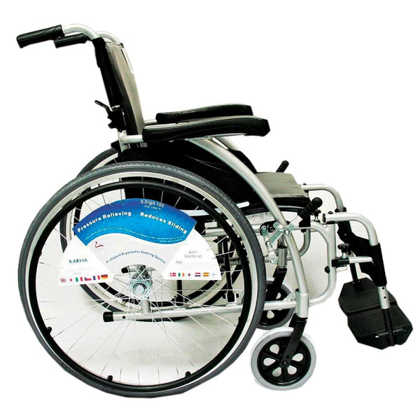 Karman S-Ergonomic Series 115 Ultra-Lightweight/Compact Wheelchair Wheelchair, 16"x17" Seat, Silver Pearl, Std. Wheels - 712391