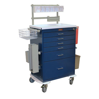 Harloff Classic Line 6-Drawer Anesthesia Cart, Key Lock w/Accessory Package Classic 6-Drawer Anesthesia Cart, Key Lock w/Accessory Pkg, Navy - 926402/NAVY/NA