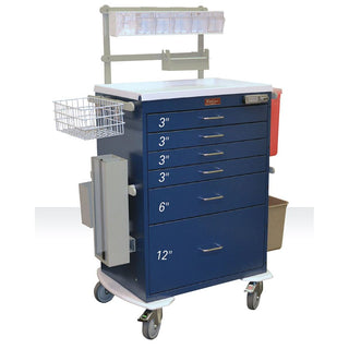 Harloff Classic Line 6-Drawer Anesthesia Cart, Key Lock w/Accessory Package Classic 6-Drawer Anesthesia Cart, Key Lock w/Accessory Pkg, Navy - 926402/NAVY/NA