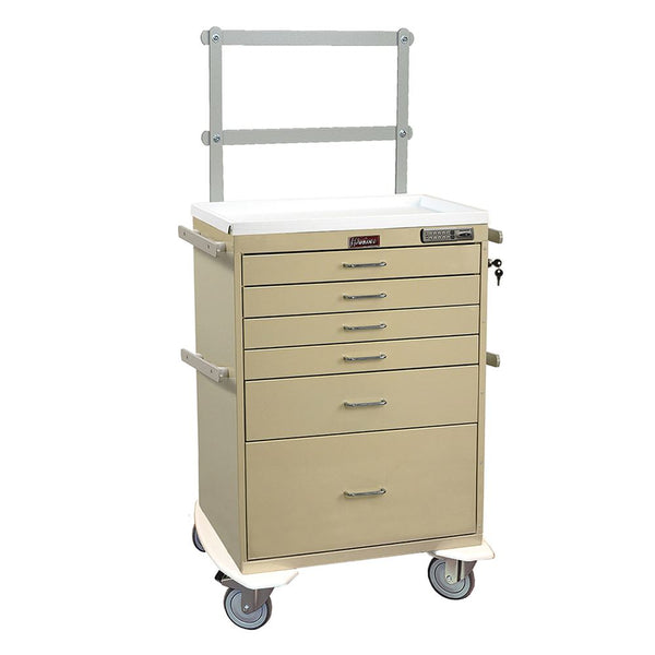 Harloff Classic Line 6-Drawer Anesthesia Cart, Push Button Lock Classic 6 Drawer Anesthesia Cart, Tall, Specialty Pkg., Burgundy - 926404/BURG/NA