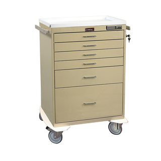 Harloff Classic Line 6-Drawer Anesthesia Cart, Push Button Lock Classic 6-Drawer Anesthesia Cart, Push-Button Lock, Burgundy - 926405/BURG/NA