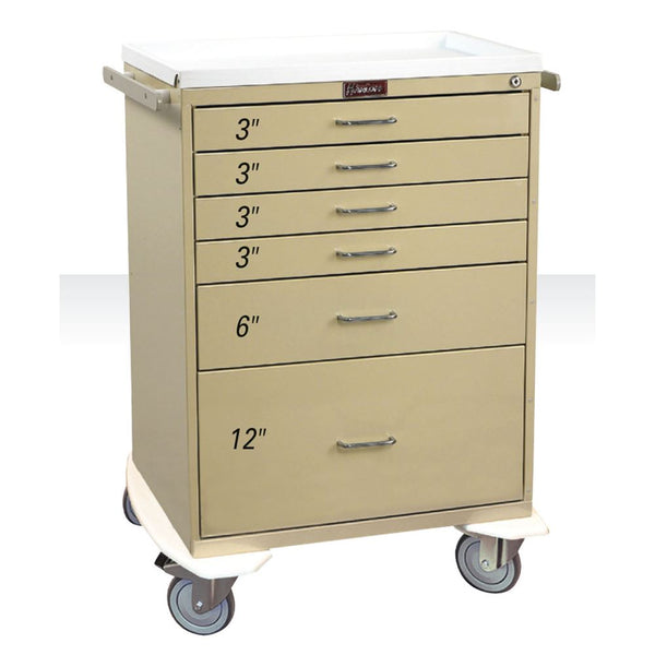 Harloff Classic Line 6-Drawer Anesthesia Cart, Key Lock Classic 6-Drawer Anesthesia Cart, Key Lock, Red - 926406/RED/NA