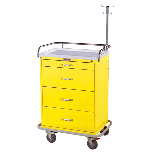 Harloff Classic Line 4-Drawer Isolation/Infection Control Cart w/Accessory Package Classic 4-Drawer Infection Control Cart w/Accessory Pkg., Yellow - 926484/YEL/NA