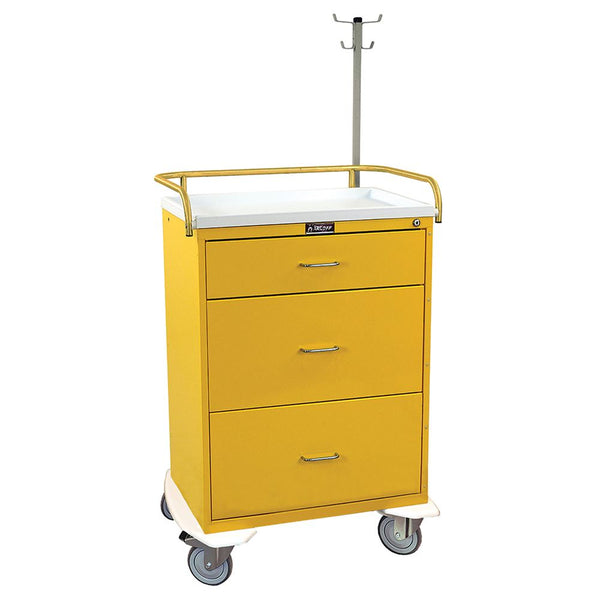 Harloff Classic Line 3-Drawer Isolation/Infection Control Cart w/Accessory Pkg. Classic 3-Drawer Infection Conrol Cart, Push Button Lock w/Acc. Pkg, Mauve - 926483/MAUVE/NA