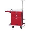 Harloff Classic Line 5-Drawer Emergency Cart, w/Compartment Classic 5-Drawer ER Cart w/Compartment, Burgundy - 926507/BURG/NA