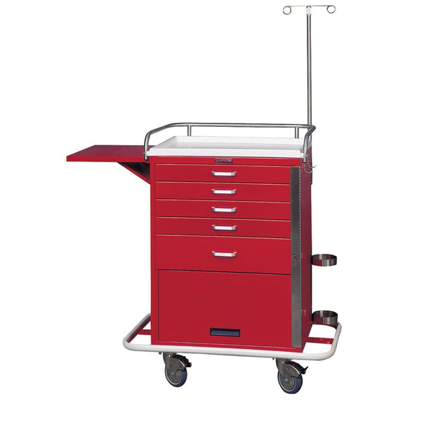 Harloff Classic Line 5-Drawer Emergency Cart, w/Compartment Classic 5-Drawer ER Cart w/Compartment, Burgundy - 926507/BURG/NA