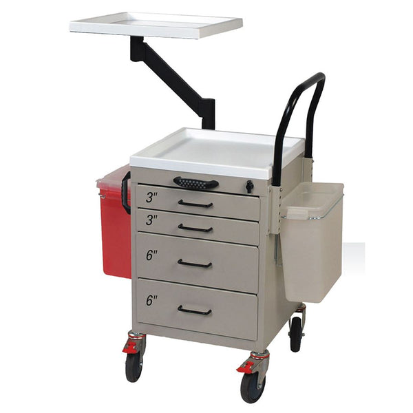 Harloff 4-Drawer IV Start Cart w/Articulating Arm IV Start Cart, 4 Drawers w/Articulating Arm, Light Grey - 936676/LTGRY/NA