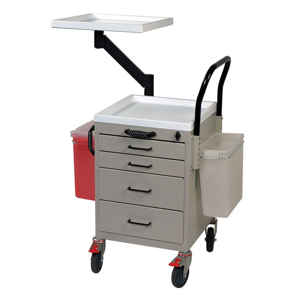 Harloff 4-Drawer IV Start Cart w/Articulating Arm IV Start Cart, 4 Drawers w/Articulating Arm, Ham. Grey - 936676/HAMGRY/NA