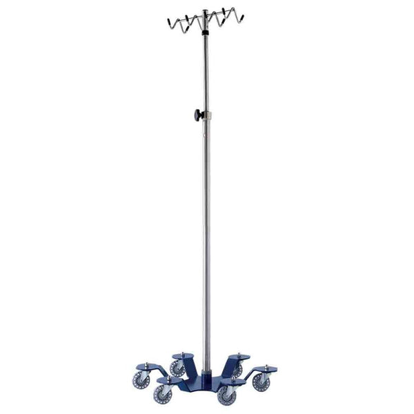 Blickman Low Center of Gravity IV Stands IV Stand, Chrome, 6-Hook - 937876