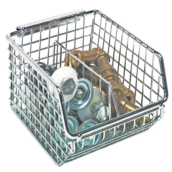 Quantum Chrome Wire Louvered Panels and Mesh Stack and Hang Bins Mesh Stack/Hang Bin, 4-1/4"W x 3"H x 7-1/4"D, cs/20 - 938005