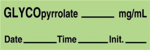 Medline Anesthesia Syringe Labels - Glycopyrrolate Light Green mg / mL Tape - ATX182