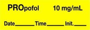 Medline Anesthesia Syringe Labels - Propofol Yellow 10 mg / mL Tape - ATX423C