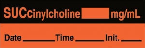 Medline Anesthesia Syringe Labels - Succinylcholine Fluorescent Red mg / mL Tape - ATX57