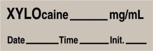 Medline Anesthesia Syringe Labels - Xylocaine Gray mg / mL Tape - ATX72