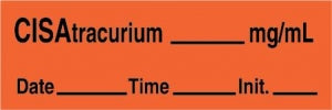 Medline Anesthesia Syringe Labels - Cisatracurium Fluorescent Red mg / mL Tape - ATX938