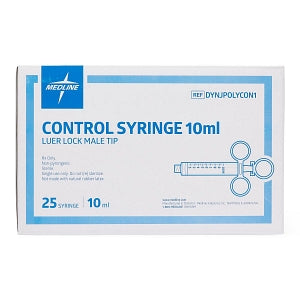 Medline Low-Pressure Medication Control Syringes - Low-Pressure Medication Control Syringes with Thumb-Ring Style Plunger, Fixed Male Luer Lock Fitting, 10 mL - DYNJPOLYCON1