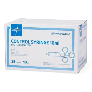 Medline Low-Pressure Medication Control Syringes - Low-Pressure Medication Control Syringes with Thumb-Ring Style Plunger, Fixed Male Luer Lock Fitting, 10 mL - DYNJPOLYCON1