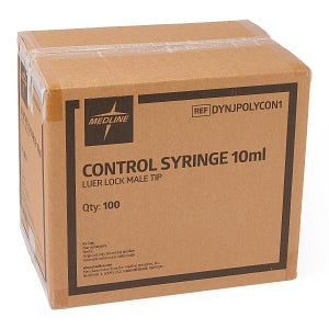 Medline Low-Pressure Medication Control Syringes - Low-Pressure Medication Control Syringes with Thumb-Ring Style Plunger, Fixed Male Luer Lock Fitting, 10 mL - DYNJPOLYCON1