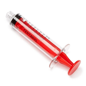 Medline High-Pressure Medication Colored Syringes, 10 mL - Sterile High-Pressure Pre-Labeled Fentanyl Syringe with Fixed Male Luer Lock Fitting, 10 mL, Red - DYNJSYRFEN10R