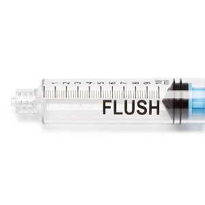 Medline High-Pressure Medication Colored Syringes, 10 mL - Sterile High-Pressure Pre-Labeled Flush Syringe with Fixed Male Luer Lock Fitting, 10 mL, Blue - DYNJSYRFLS10B