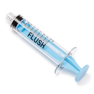 Medline High-Pressure Medication Colored Syringes, 10 mL - Sterile High-Pressure Pre-Labeled Flush Syringe with Fixed Male Luer Lock Fitting, 10 mL, Blue - DYNJSYRFLS10B