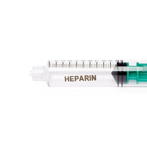 Medline High-Pressure Medication Colored Syringes, 10 mL - Sterile High-Pressure Pre-Labeled Heparin Syringe with Fixed Male Luer Lock Fitting, 10 mL, Dark Green - DYNJSYRHP10DG