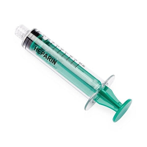 Medline High-Pressure Medication Colored Syringes, 10 mL - Sterile High-Pressure Pre-Labeled Heparin Syringe with Fixed Male Luer Lock Fitting, 10 mL, Dark Green - DYNJSYRHP10DG