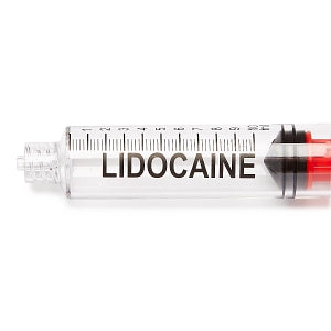 Medline High-Pressure Medication Colored Syringes, 10 mL - Sterile High-Pressure Pre-Labeled Lidocaine Syringe with Fixed Male Luer Lock Fitting, 10 mL, Red - DYNJSYRLID10R