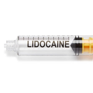 Medline High-Pressure Medication Colored Syringes, 10 mL - Sterile High-Pressure Pre-Labeled Lidocaine Syringe with Fixed Male Luer Lock Fitting, 10 mL, Yellow - DYNJSYRLID10Y