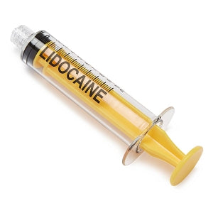 Medline High-Pressure Medication Colored Syringes, 10 mL - Sterile High-Pressure Pre-Labeled Lidocaine Syringe with Fixed Male Luer Lock Fitting, 10 mL, Yellow - DYNJSYRLID10Y