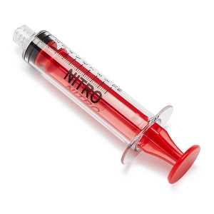 Medline High-Pressure Medication Colored Syringes, 10 mL - Sterile High-Pressure Pre-Labeled Nitro Syringe with Fixed Male Luer Lock Fitting, 10 mL, Red - DYNJSYRNIT10R