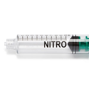 Medline High-Pressure Medication Colored Syringes, 10 mL - Sterile High-Pressure Pre-Labeled Nitro Syringe with Fixed Male Luer Lock Fitting, 10 mL, Dark Green - DYNJSYRNT10DG