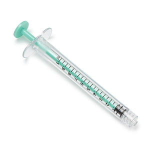 Medline Sterile Colored Medication Syringes, 1 mL - High-Pressure Polycarbonate Medication Syringe with Fixed Male Luer Lock Fitting, 1 mL, Green - DYNJSYRPC1G