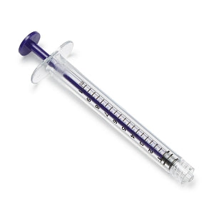 Medline Sterile Colored Medication Syringes, 1 mL - High-Pressure Polycarbonate Medication Syringe with Fixed Male Luer Lock Fitting, 1 mL, Purple - DYNJSYRPC1P