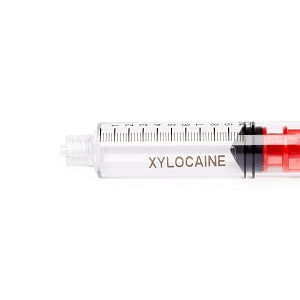 Medline High-Pressure Medication Colored Syringes, 10 mL - Sterile High-Pressure Pre-Labeled Xylocaine Syringe with Fixed Male Luer Lock Fitting, 10 mL, Red - DYNJSYRXYL10R