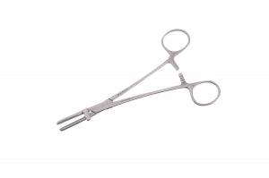 Medline Tubing Clamp Forceps - Tubing Clamp Forceps, Ratchet, Cross Serrated Tip, Serrated Jaw, With Guard, Stainless Steel, 7-1/4", Max O. D. 5/8" - MDS1271218