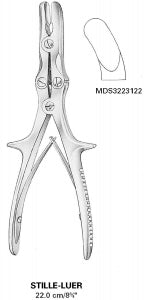 Medline Stille-Luer Rongeur Forceps - Stille-Luer Bone Rongeur Forceps with Double Action, Curved, 8.75" - MDS3223122