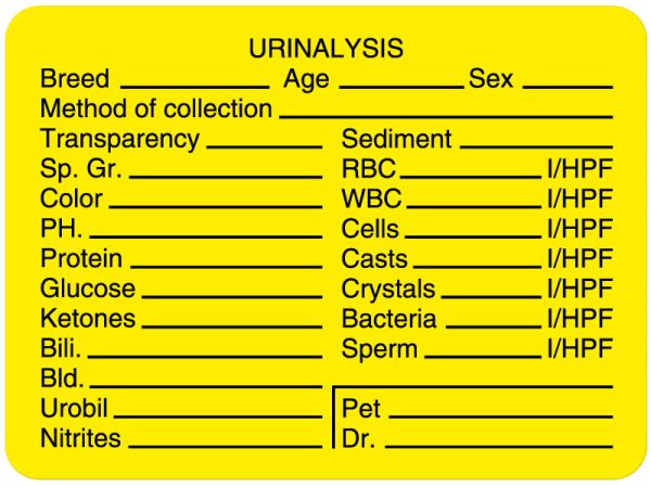 Medical Use Labels - Laboratory Urinalysis Label, 2-3/8" x 1-3/4"