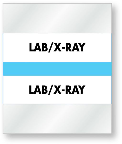 Medical Use Labels - Color-Coded Chart Divider Tabs - Light Blue - "Lab/X-Ray", 1-1/2" x 1-1/4"