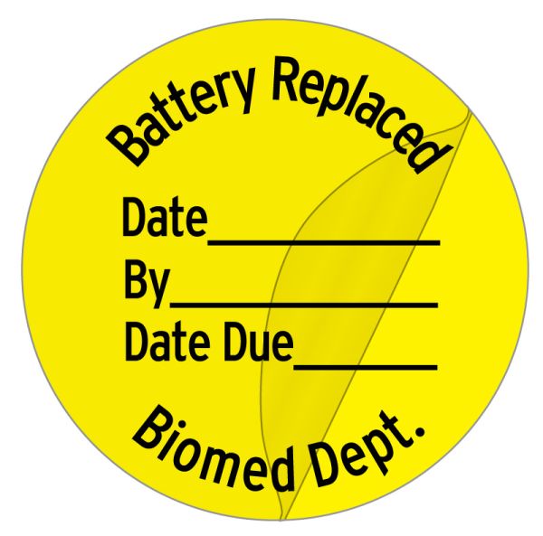 Medical Use Labels - Battery Replaced Label,1" dia